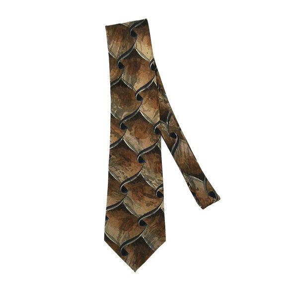 J. Ferrar Mens Necktie 100% Silk Brown Tie - 60" x 4" - Picture 6 of 9